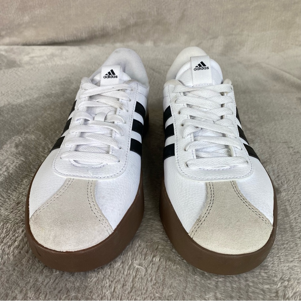 Adidas VL 3.0 Court Shoes Womens Size 7 White Black Classic Sneaker Casual - Picture 5 of 11